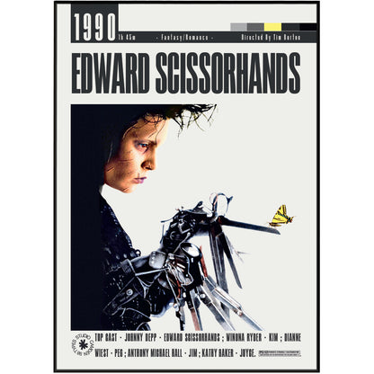 Edward Scissorhands 1990 Tim Burton film poster print UK — Johnny Depp Winona Ryder gothic fantasy wall art 260gsm printed in England Camden Market