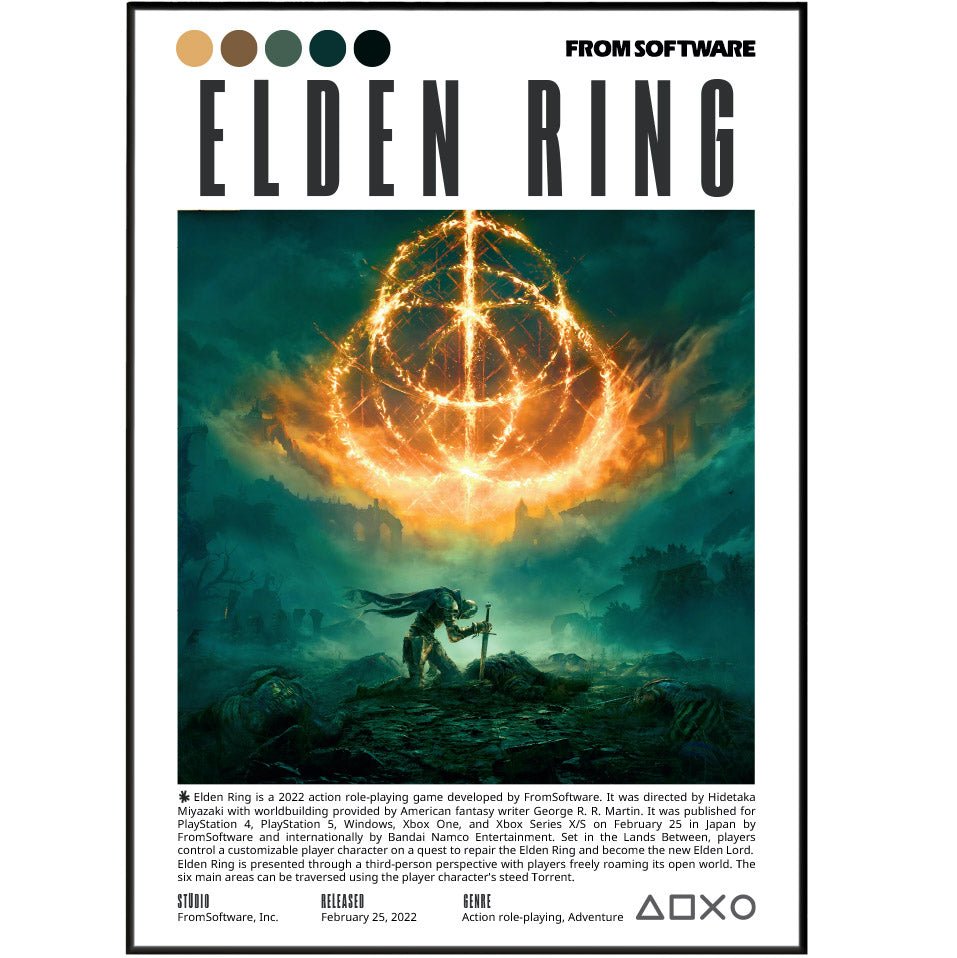 Elden Ring 2022 game poster — FromSoftware George RR Martin Tarnished Erdtree wall art print UK
 - 98types