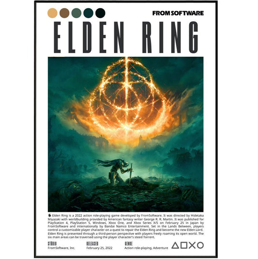 Elden Ring 2022 game poster — FromSoftware George RR Martin Tarnished Erdtree wall art print UK
 - 98types