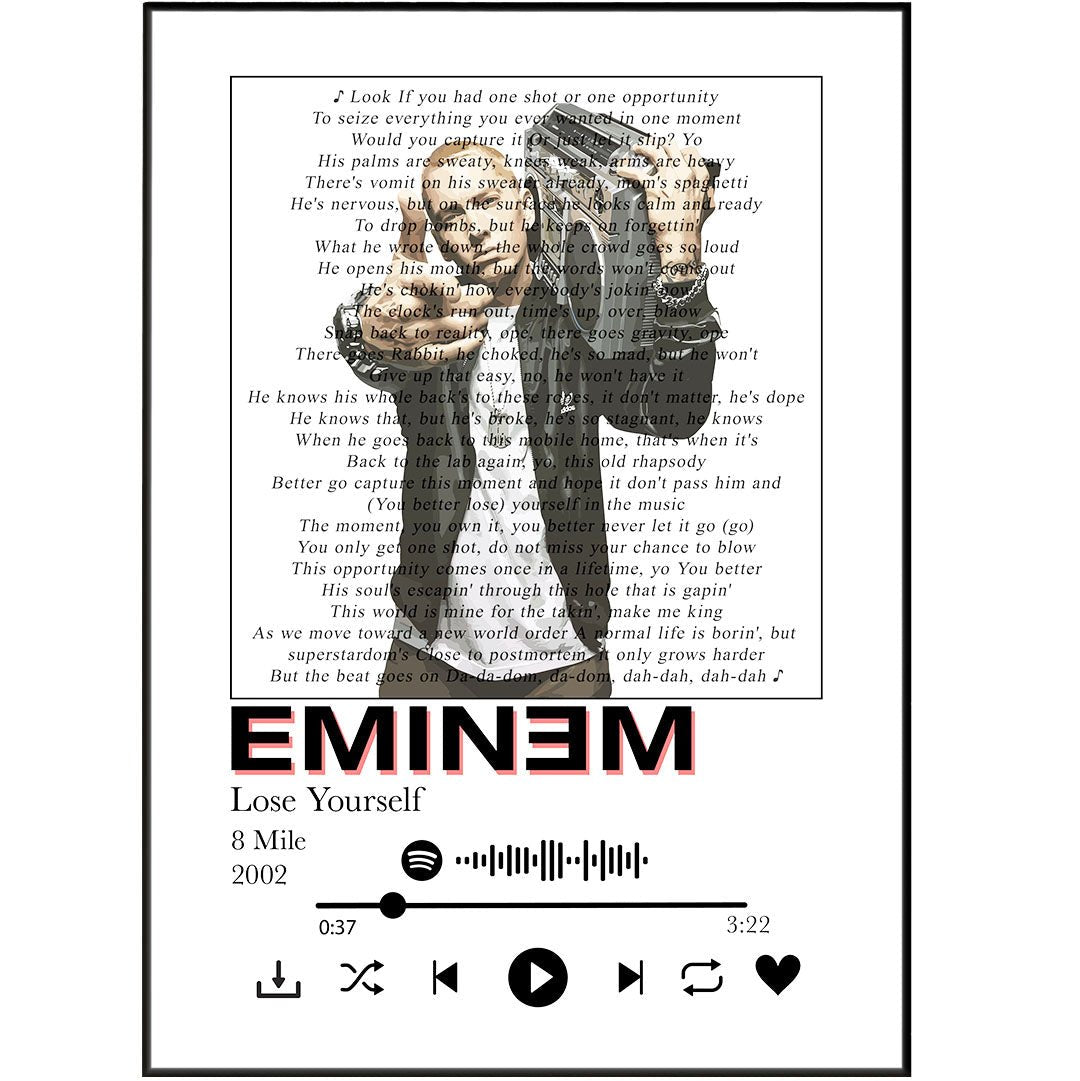 Eminem Lose Yourself song lyrics art print poster UK
