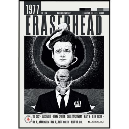 Eraserhead 1977 David Lynch film poster print UK — Jack Nance surrealist horror cult midnight movie wall art 260gsm printed in England Camden Market