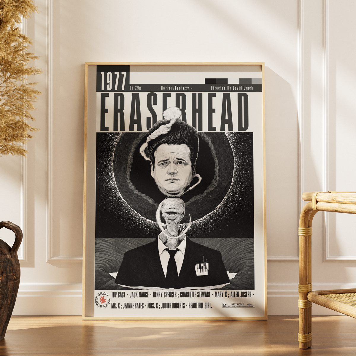 Eraserhead 1977 David Lynch film poster print UK — Jack Nance surrealist horror cult midnight movie wall art 260gsm printed in England Camden Market