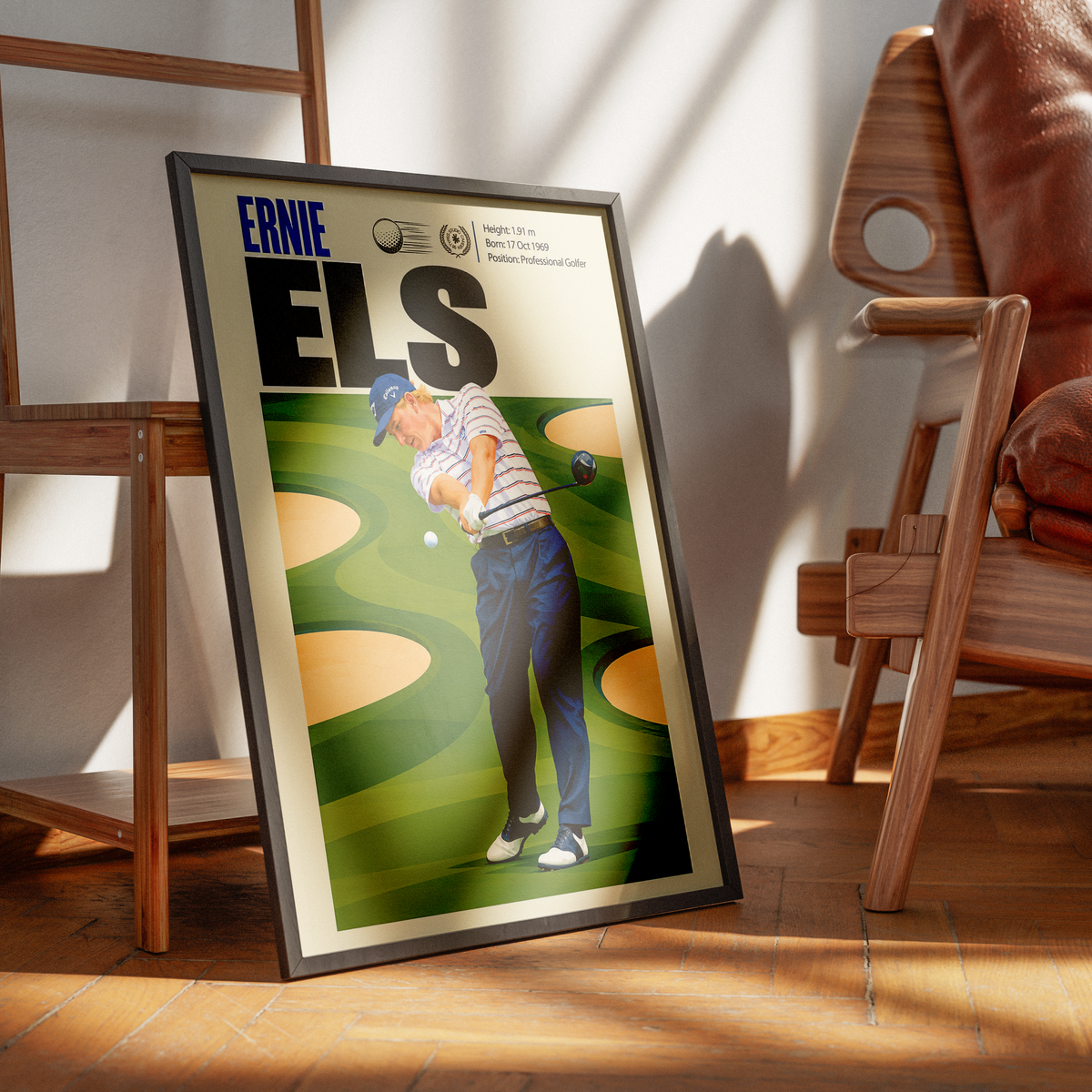 Ernie Els poster, South African golf wall art print in a man cave - 98types