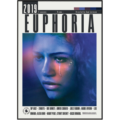 Euphoria HBO TV series poster print UK — Zendaya Rue Bennett Sam Levinson generation Z drama wall art 260gsm printed in England Camden Market