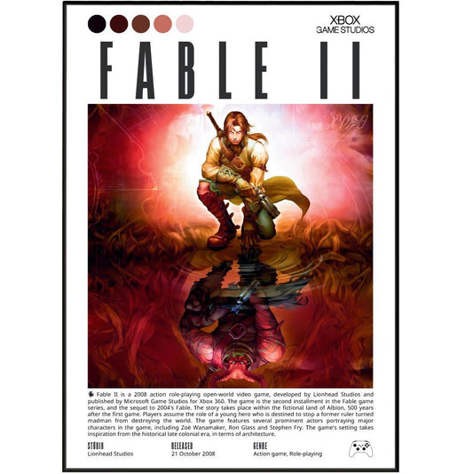 Fable II 2008 game poster — Lionhead Albion hero morality dog Xbox RPG wall art print UK
 - 98types