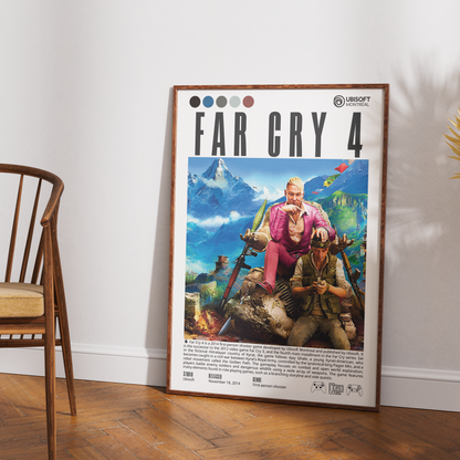 Far Cry 4 2014 FPS poster — Ajay Ghale Pagan Min Kyrat Himalaya open world wall art print UK
