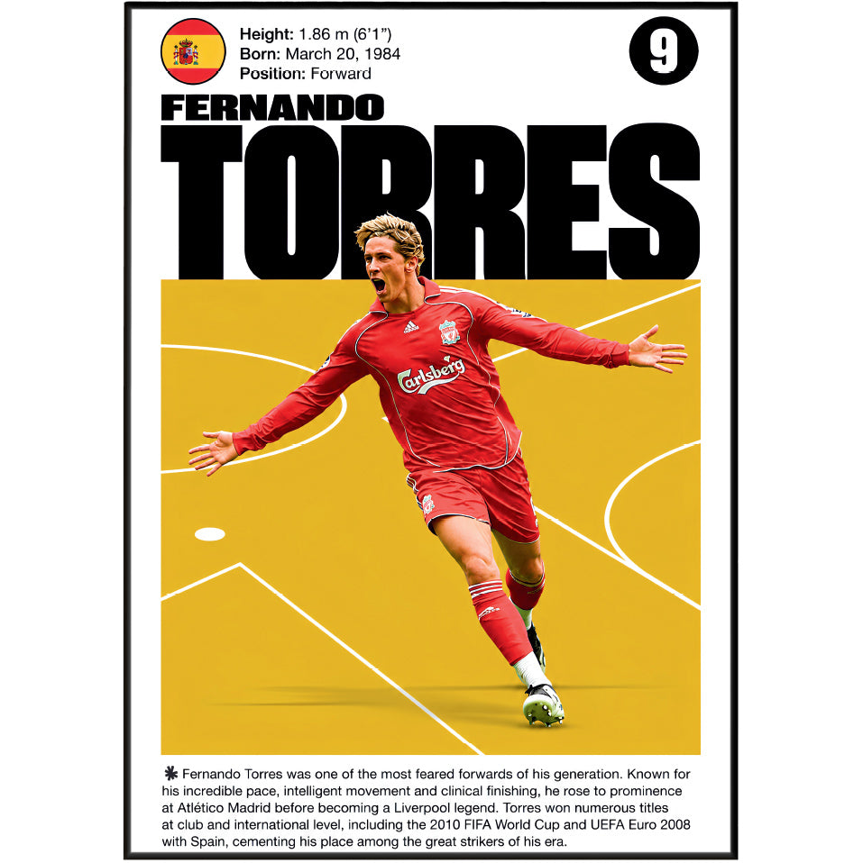 Fernando Torres football poster – Legendary Liverpool No. 9 – 98types