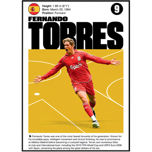Fernando Torres football poster – Legendary Liverpool No. 9 – 98types