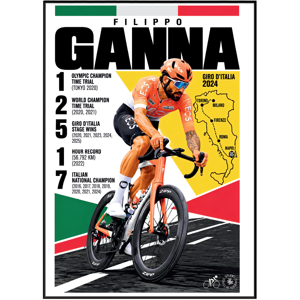 Filippo Ganna Poster | Italian Cycling Wall Art Print
