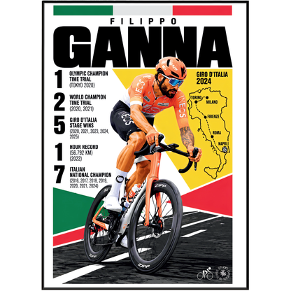 Filippo Ganna Poster | Italian Cycling Wall Art Print