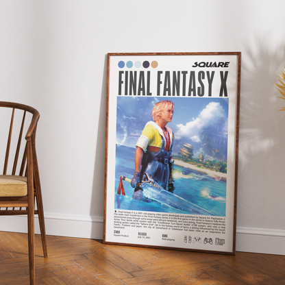 Final Fantasy X 2001 RPG poster – Tidus Yuna Spira gaming wall art UK
