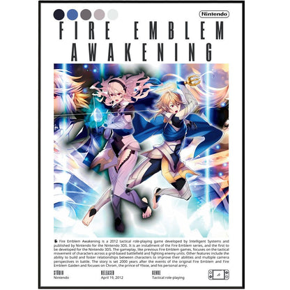 Fire Emblem Awakening 2012 game poster — Nintendo 3DS Chrom Robin Lucina tactical RPG wall art print UK - 98types