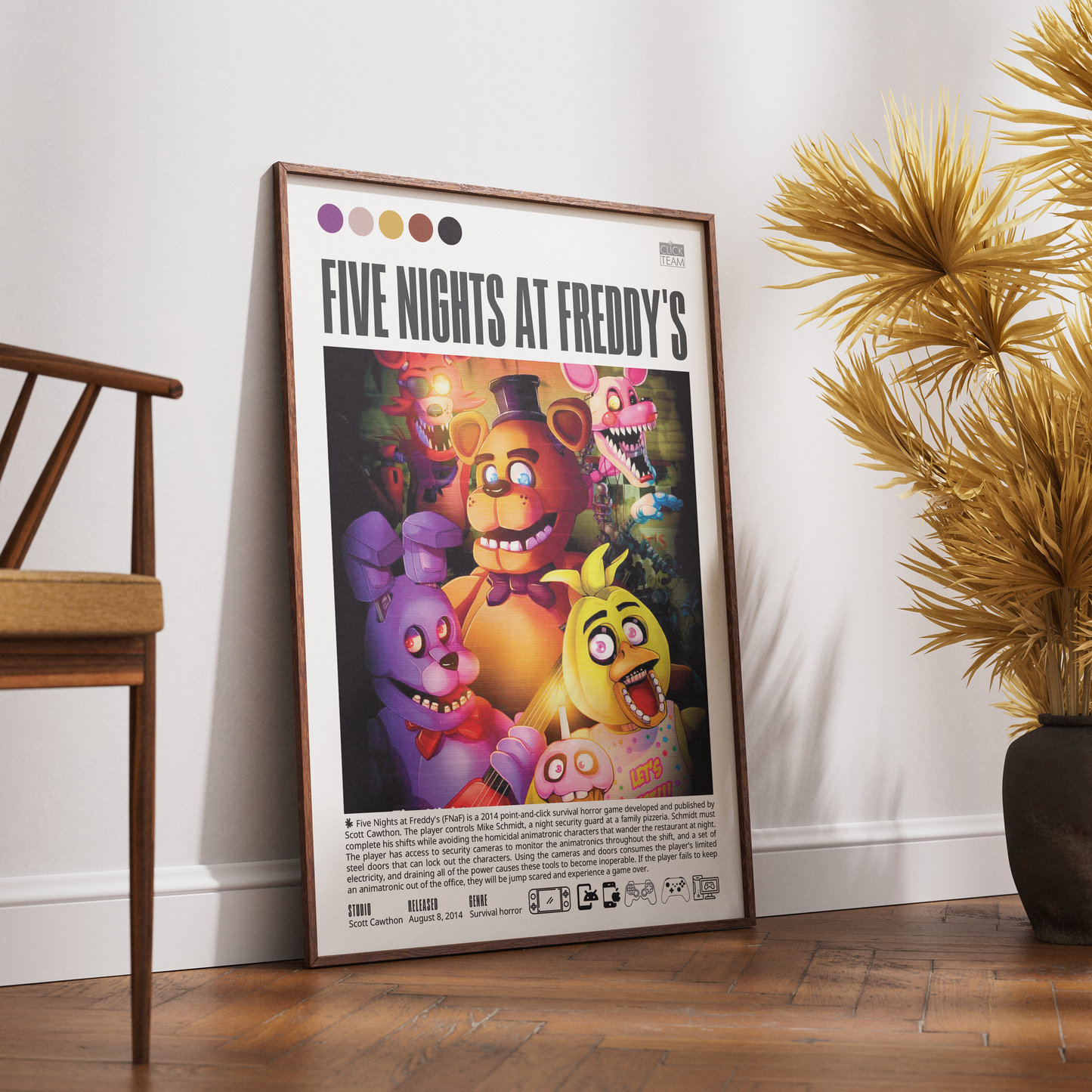 Five Nights at Freddy's 2014 game poster — Freddy Fazbear horror wall art print UK