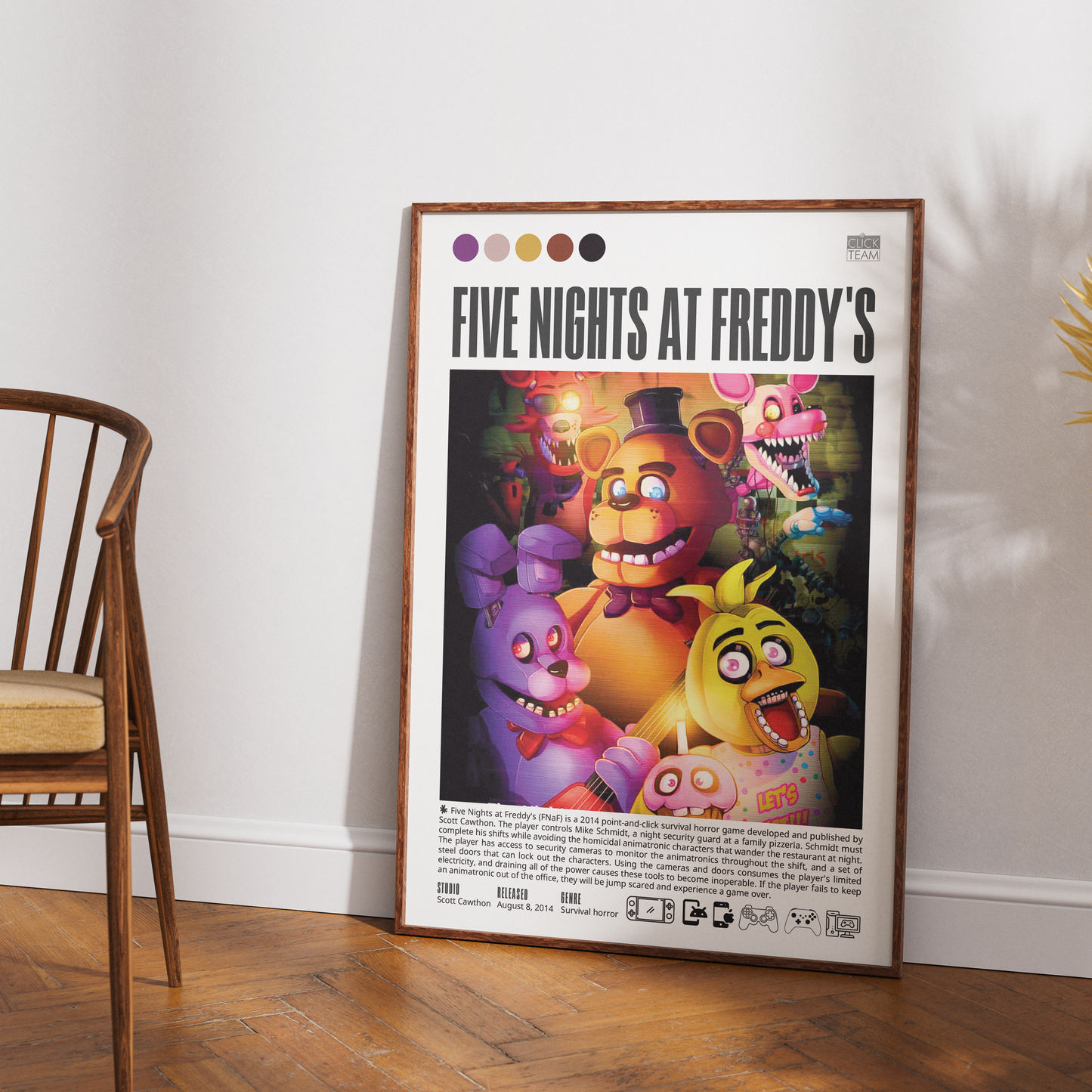 Five Nights at Freddy's 2014 game poster — Freddy Fazbear horror wall art print UK