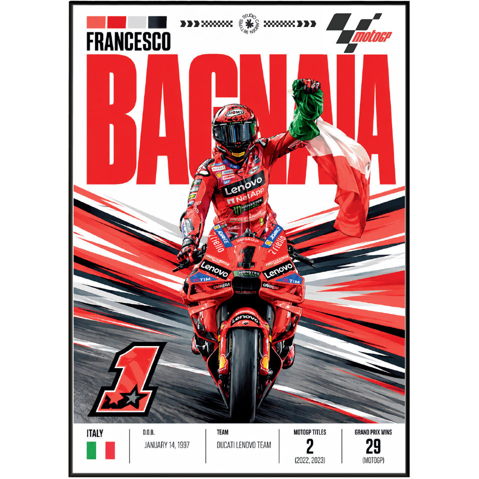 Pecco Bagnaia Ducati MotoGP world champion poster by 98types