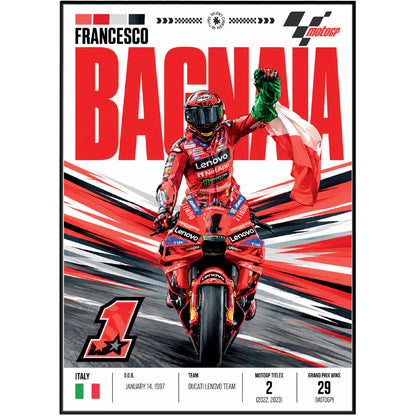 Pecco Bagnaia Ducati MotoGP world champion poster by 98types