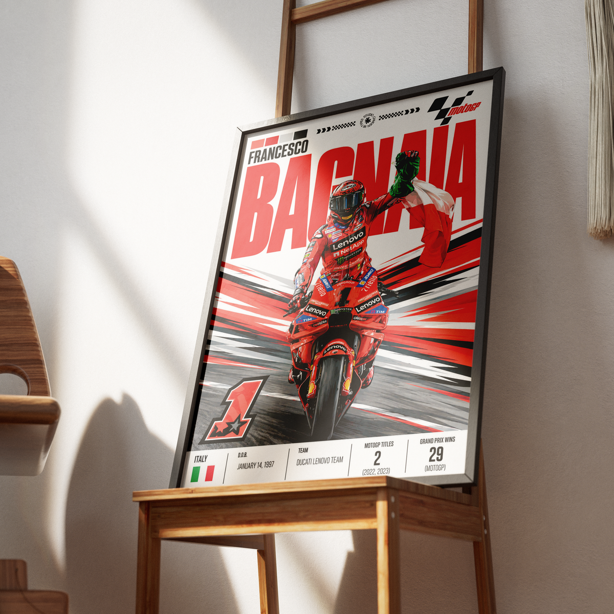 Pecco Bagnaia Ducati MotoGP world champion poster by 98types