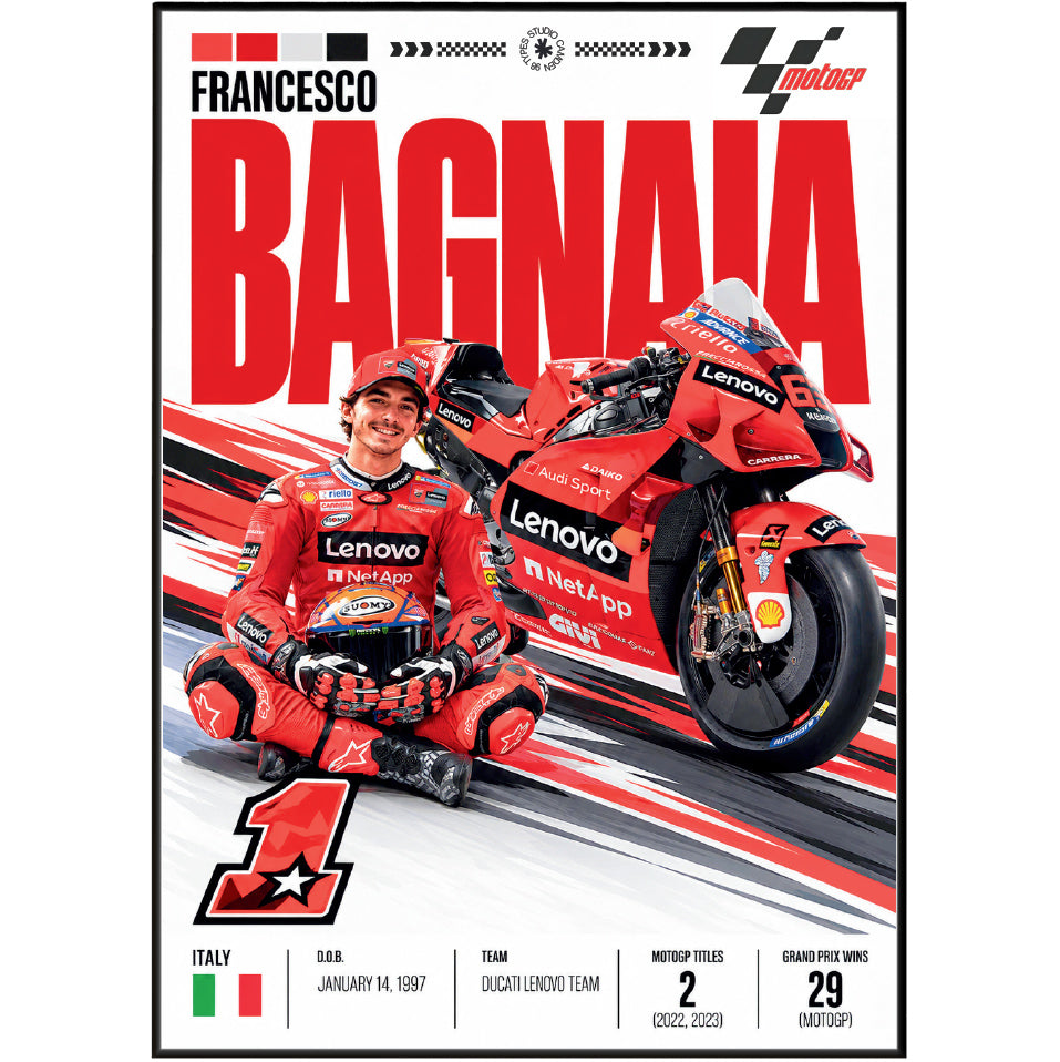 Pecco Bagnaia Ducati MotoGP world champion poster by 98types
