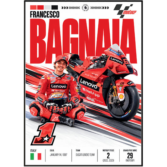 Pecco Bagnaia Ducati MotoGP world champion poster by 98types