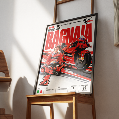 Pecco Bagnaia Ducati MotoGP world champion poster by 98types