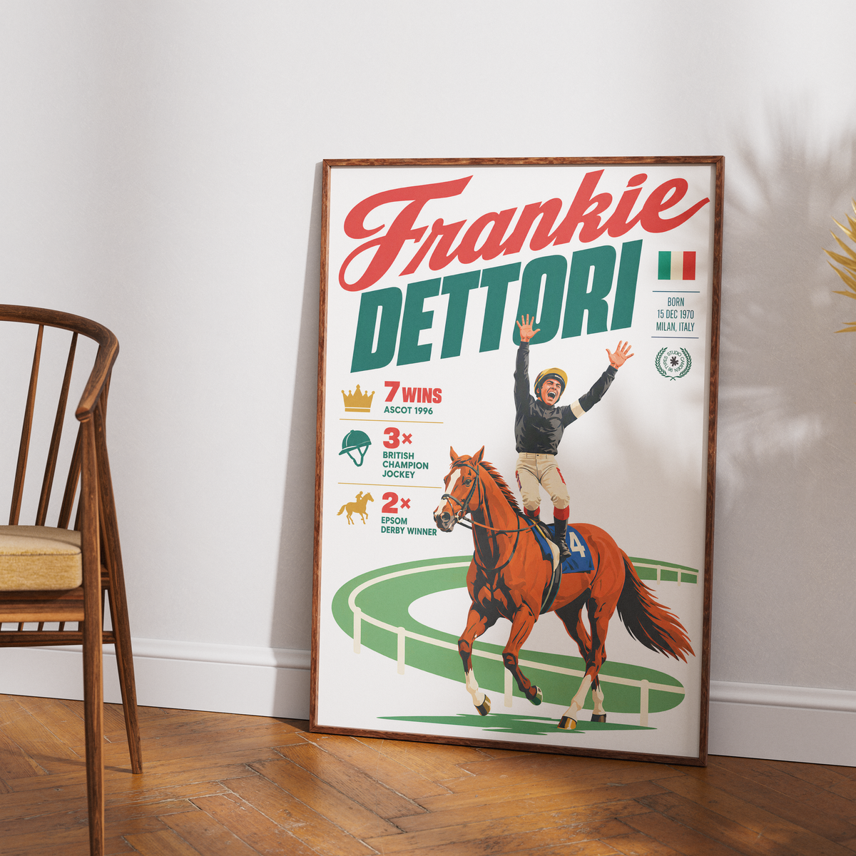 Frankie Dettori horse racing poster wall art print by 98types