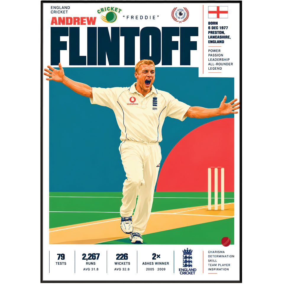 Andrew Flintoff cricket poster wall art print by 98types