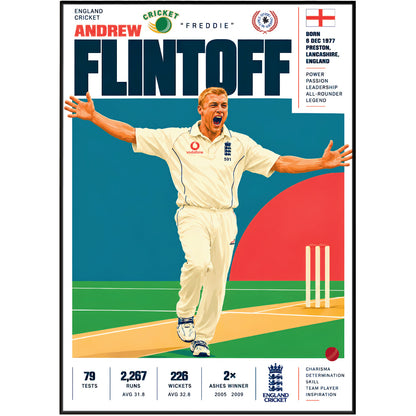 Andrew Flintoff cricket poster wall art print by 98types