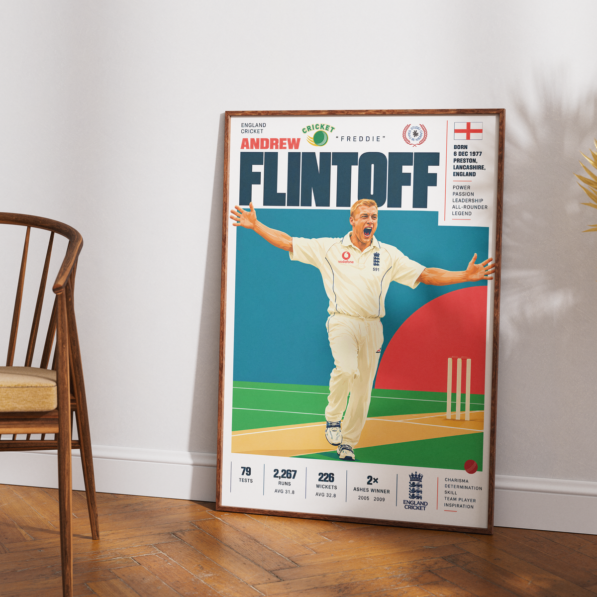 Andrew Flintoff cricket poster wall art print by 98types