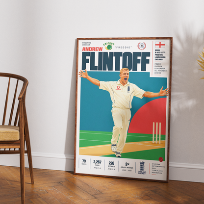 Andrew Flintoff cricket poster wall art print by 98types