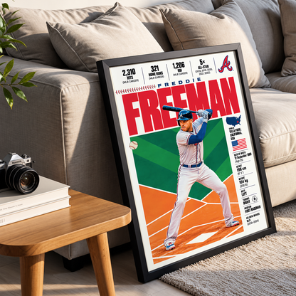 Freddie Freeman poster, Los Angeles Dodgers baseball wall art print in a man cave - 98types
