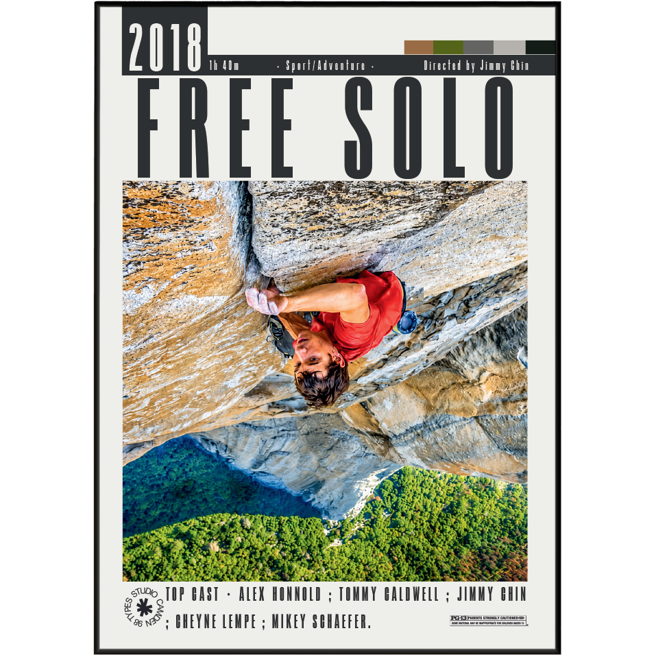 Free Solo 2018 documentary poster print UK — Alex Honnold El Capitan Yosemite free solo climb wall art 260gsm printed in England Camden Market