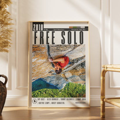 Free Solo 2018 documentary poster print UK — Alex Honnold El Capitan Yosemite free solo climb wall art 260gsm printed in England Camden Market