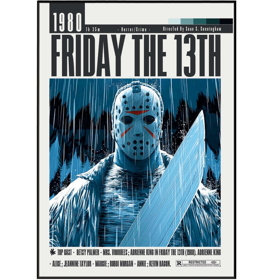 Friday the 13th 1980 horror film poster — Crystal Lake Jason Voorhees slasher wall art print UK
