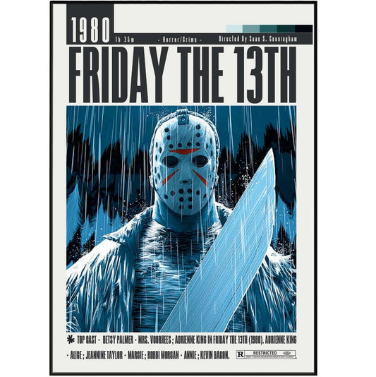 Friday the 13th 1980 horror film poster — Crystal Lake Jason Voorhees slasher wall art print UK
