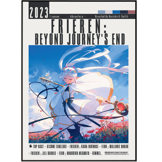 Frieren Beyond Journey's End 2023 anime poster — elf mage journey wall art print UK
