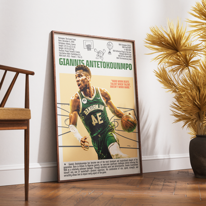 Giannis Antetokounmpo Greek Freak basketball poster — Milwaukee Bucks 2021 champion wall art print UK