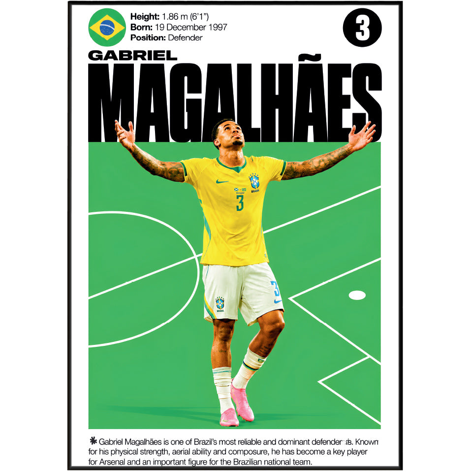 Gabriel Magalhães football poster – Brazil's Defensive Powerhouse – 98types