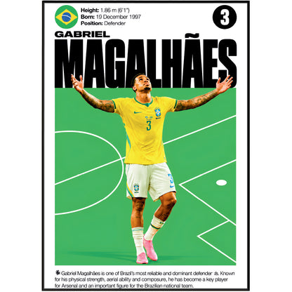 Gabriel Magalhães football poster – Brazil's Defensive Powerhouse – 98types