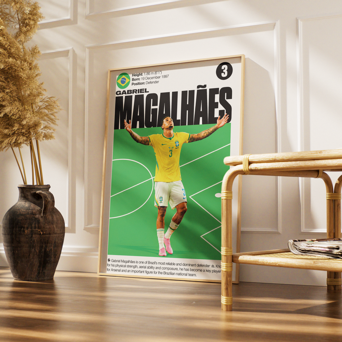 Gabriel Magalhães football poster – Brazil's Defensive Powerhouse – 98types