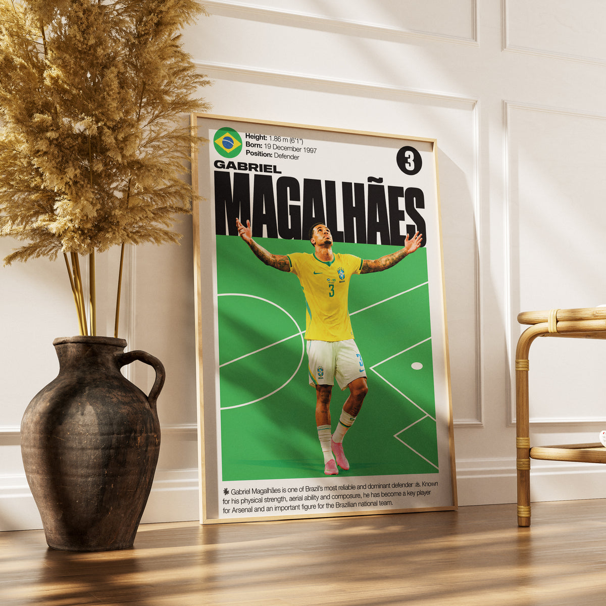 Gabriel Magalhães football poster – Brazil's Defensive Powerhouse – 98types