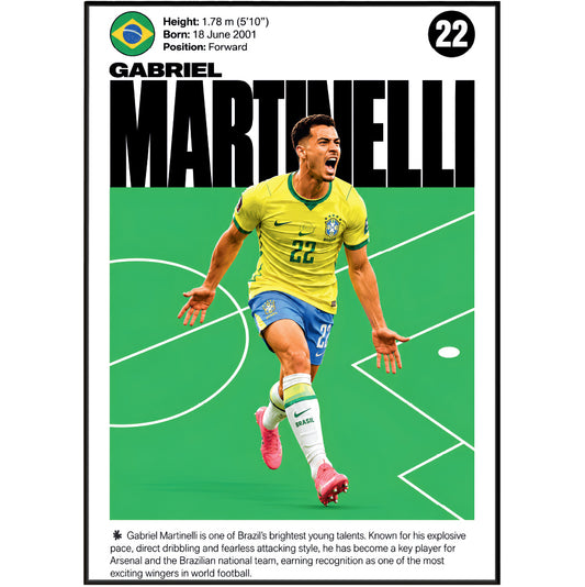 Gabriel Martinelli football poster – Gabriel Martinelli Brazil Football Poster – 98types