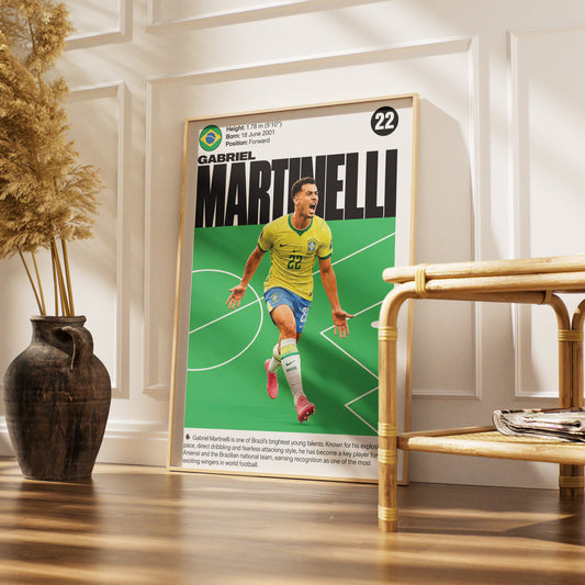 Gabriel Martinelli football poster – Gabriel Martinelli Brazil Football Poster – 98types