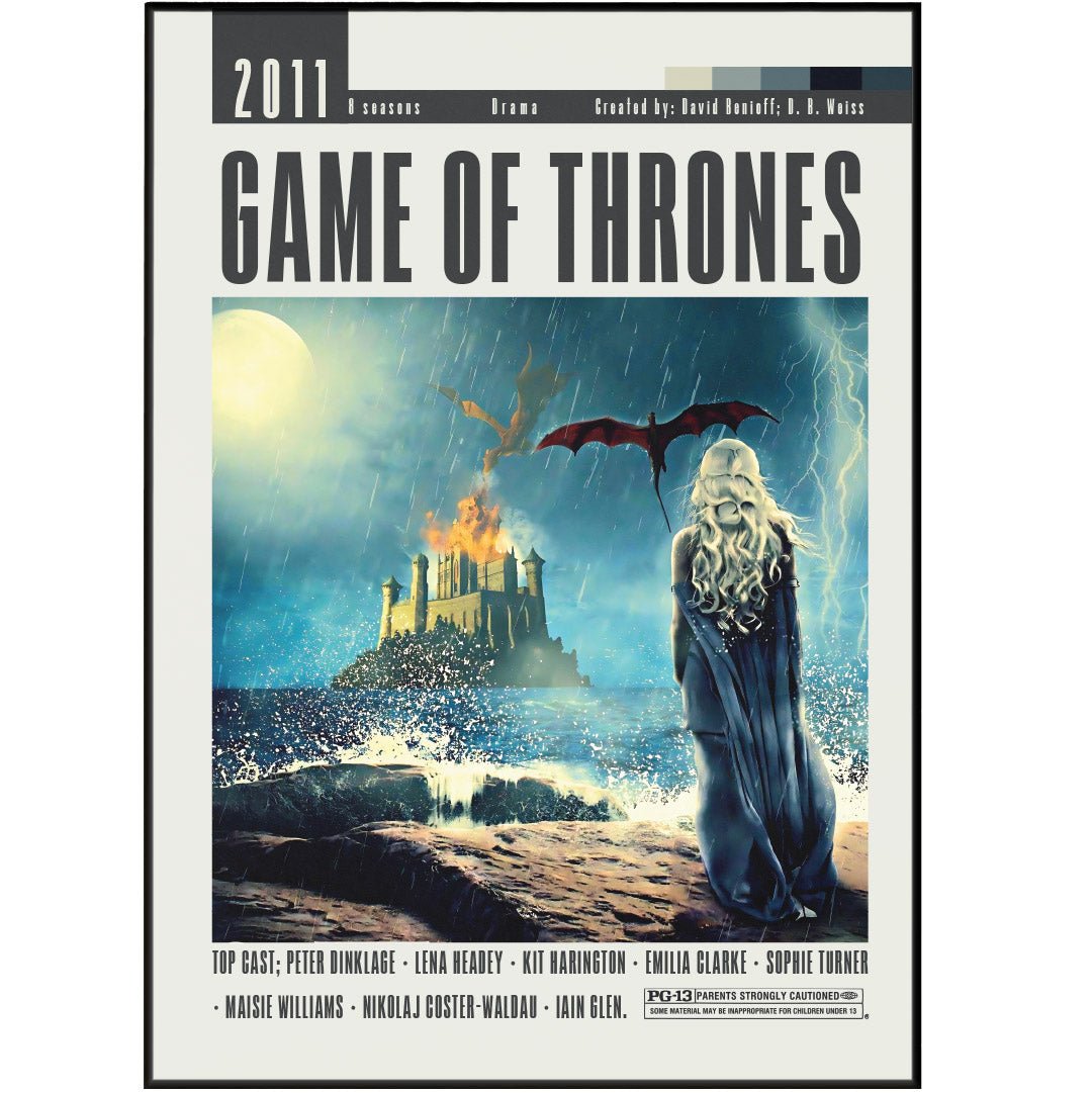 Game of Thrones HBO TV series poster — Westeros Iron Throne dragons wall art print UK
