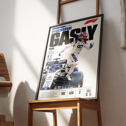 Pierre Gasly French Formula 1 driver poster – F1 wall art by 98types