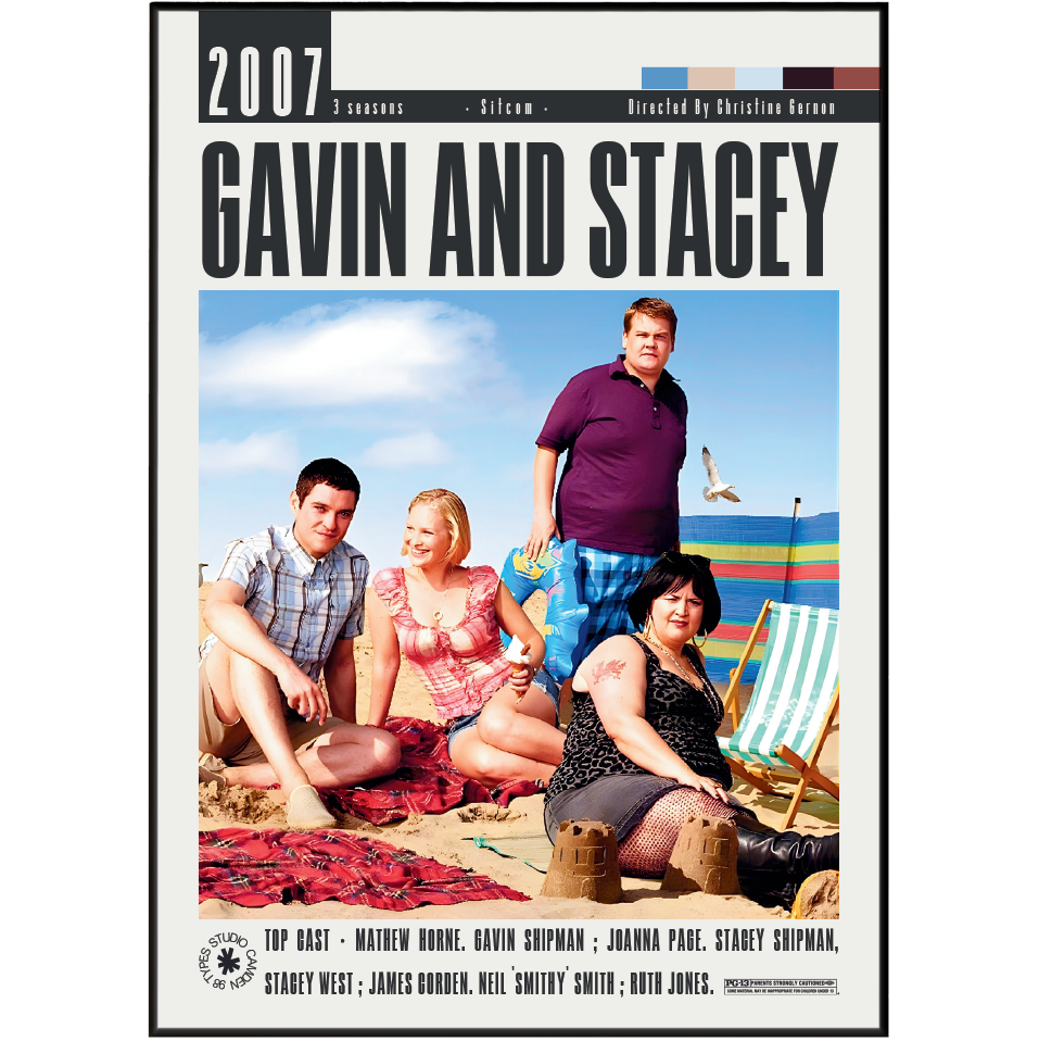 Gavin and Stacey 2007 DVD cover featuring the main cast on a beach with the title 'GAVIN AND STAGEY' in large black letters at the top.