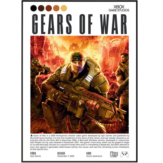 Gears of War 2006 game poster — Epic Games Marcus Fenix Locust cover shooter wall art print UK
 - 98types
