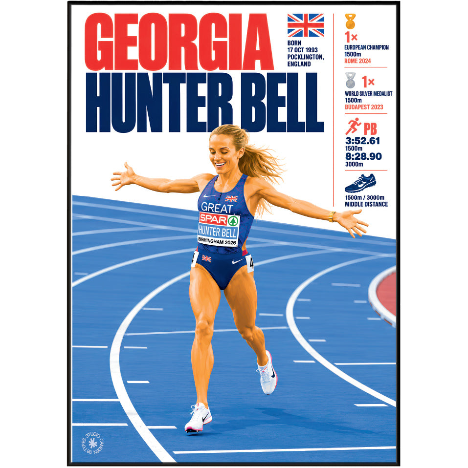 Georgia Hunter Bell athletics poster wall art print by 98types