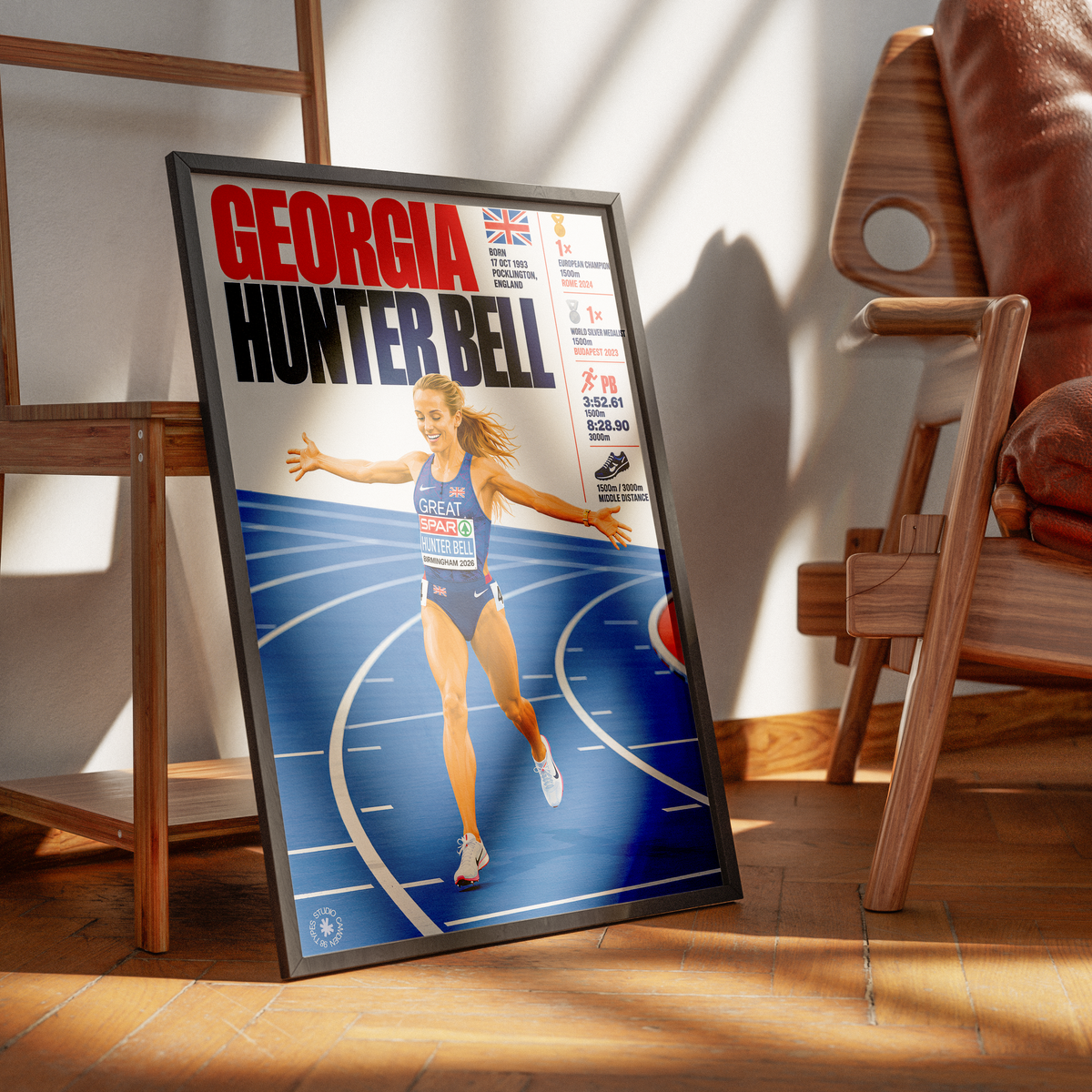 Georgia Hunter Bell athletics poster wall art print by 98types