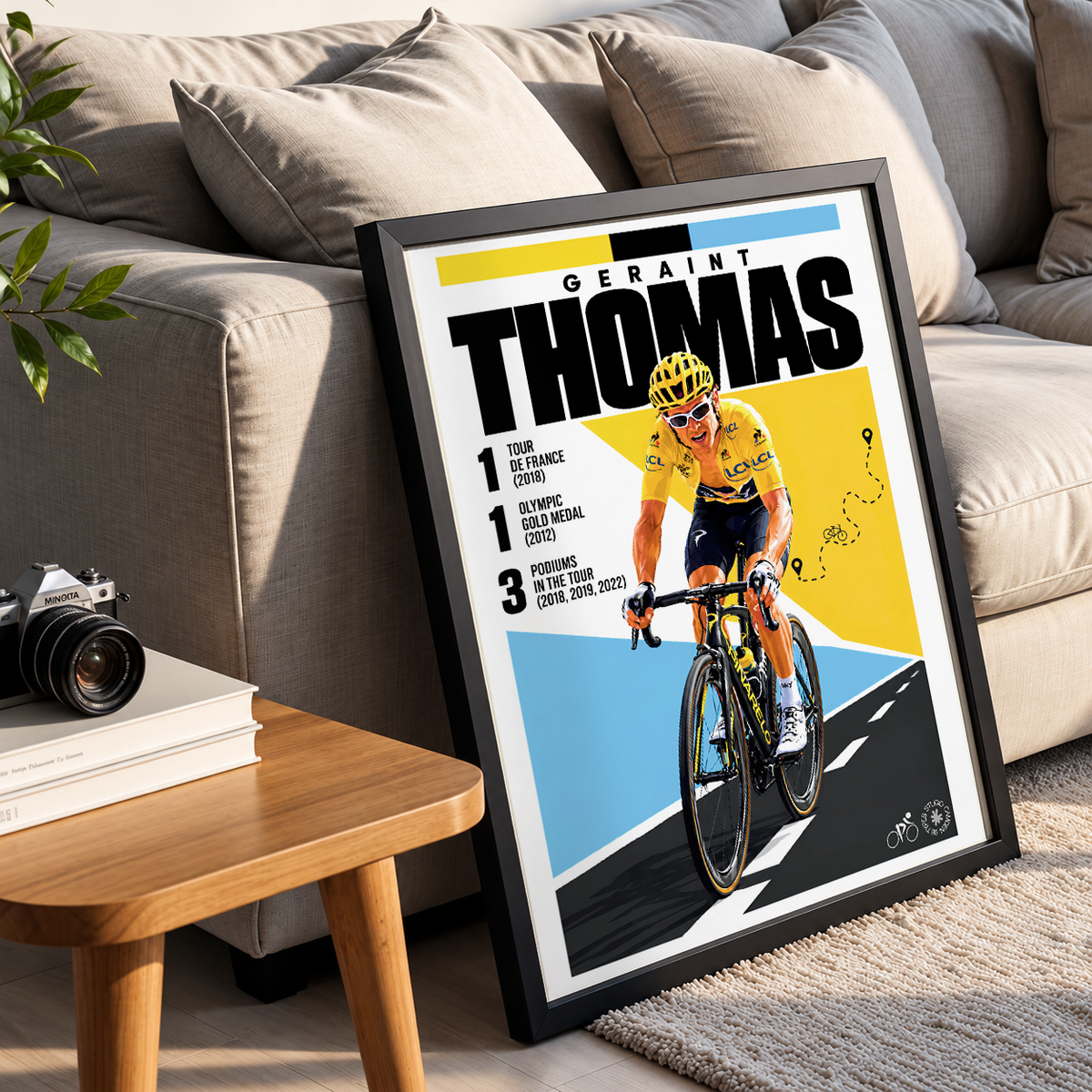 Geraint Thomas poster, Welsh cycling wall art print in a pain cave - 98types