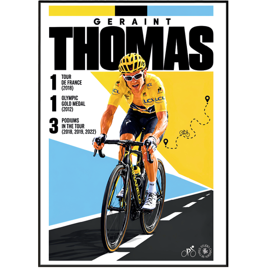 Geraint Thomas poster, Welsh cycling wall art print in a pain cave - 98types